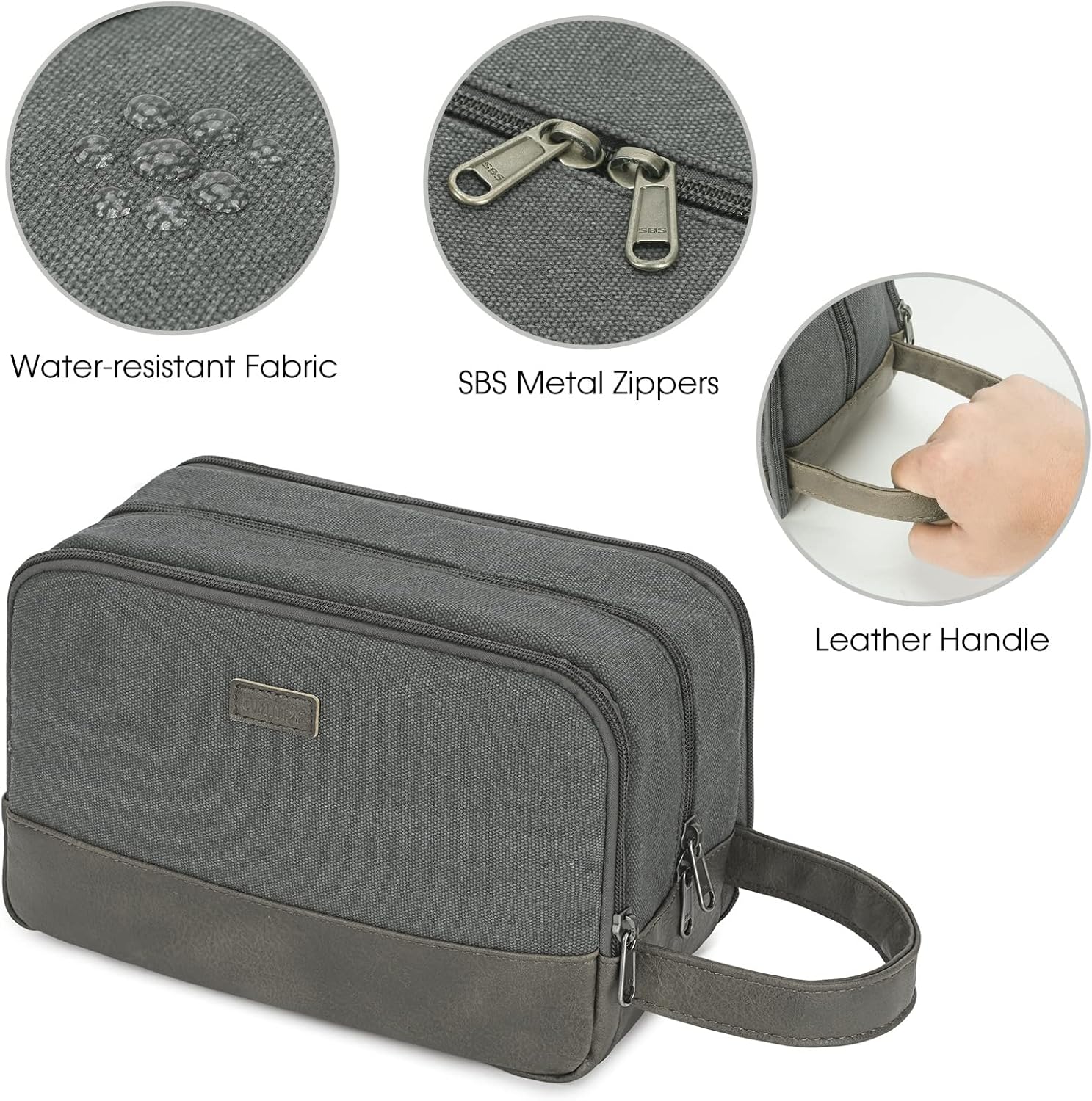 WANDF Travel Toiletry Bag for Men Large Toiletries Shaving Bag Water Resistant Hanging Dopp Kit Travel Accessories Bag for Women Men (Grey)