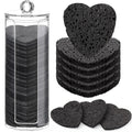 Sieral 120 Pcs Compressed Facial Sponges with Container Disposable Face Sponge Pads for Washing Face Cleansing Exfoliating Esthetician Makeup Removal(Heart,Black)