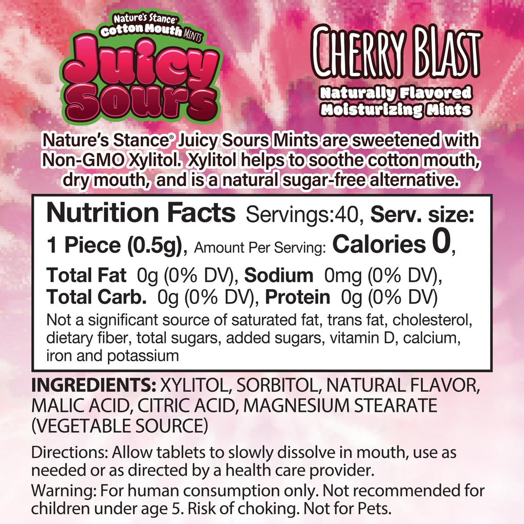 Cotton Mouth Juicy Sours – Dry Mouth Mints with Natural Xylitol | Sugar-Free Breath Mints for Dry Mouth Relief | No Artificial Sweeteners | Naturally Flavored Moisturizing Lozenges