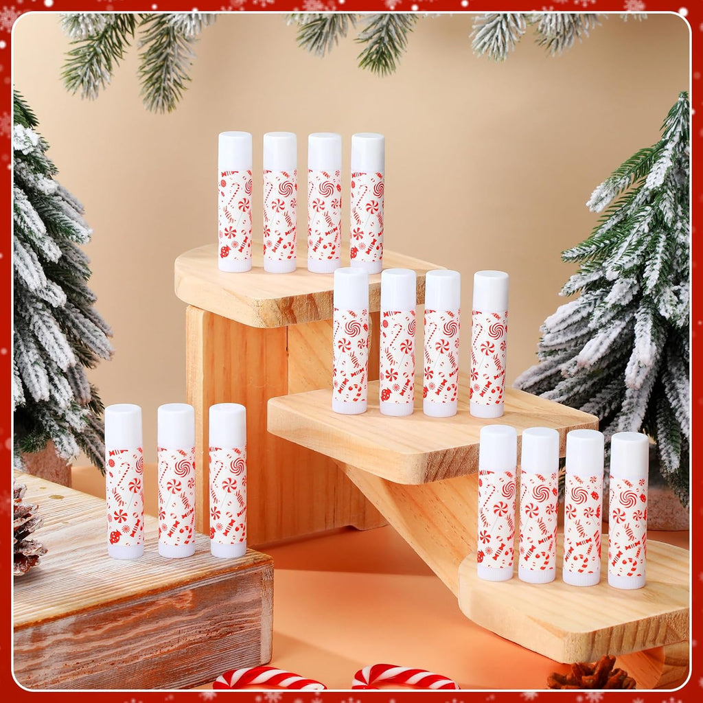 15 Pack Christmas Lip Balms Bulk Christmas Candy Peppermint Cane Scented Holiday Flavor Lip Balm Gifts Xmas Party Gifts Bulk Xmas Items Stocking Stuffers for Women Men Staff Employee (Lollipop 2)