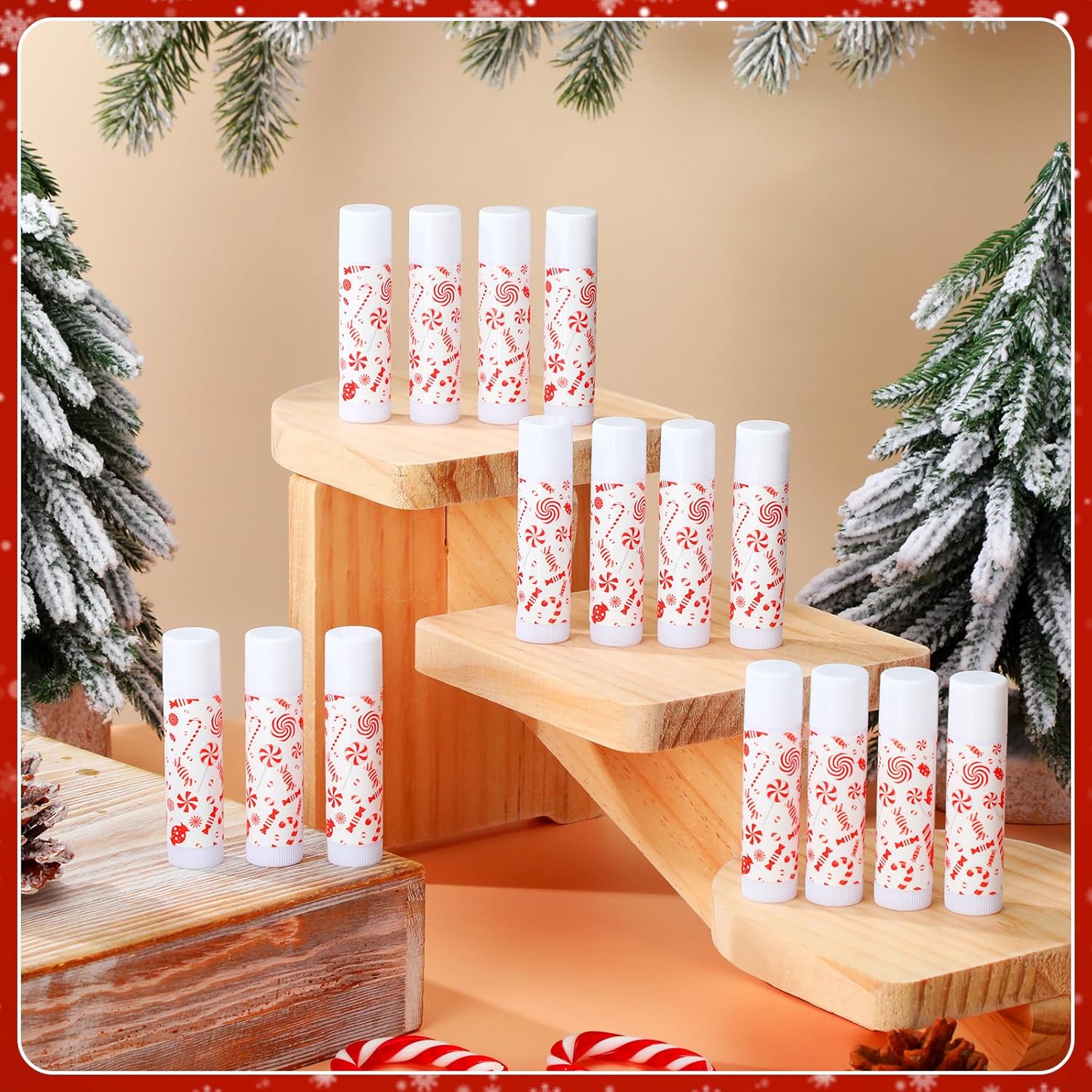 15 Pack Christmas Lip Balms Bulk Christmas Candy Peppermint Cane Scented Holiday Flavor Lip Balm Gifts Xmas Party Gifts Bulk Xmas Items Stocking Stuffers for Women Men Staff Employee (Lollipop 2)