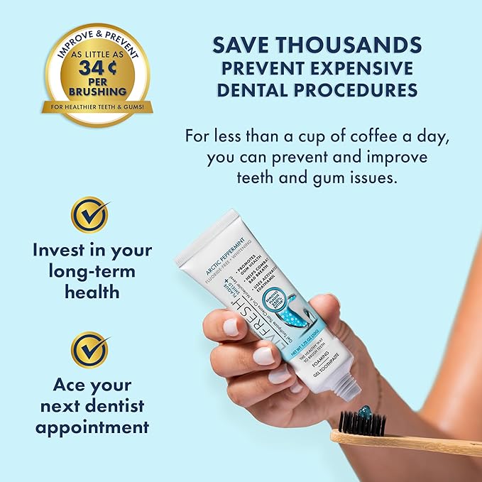 LIVFRESH Toothpaste Gel, Clinically Proven to Remove Plaque 250% Better, Improves Gum Health 190% Better, Reduces Tartar Buildup, Fights Bad Breath, Lasting Cooling Effect, SLS Free, Arctic Peppermint