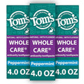 Tom's of Maine Whole Care Natural Toothpaste with Fluoride, Peppermint, 4 oz. 3-Pack (Packaging May Vary)