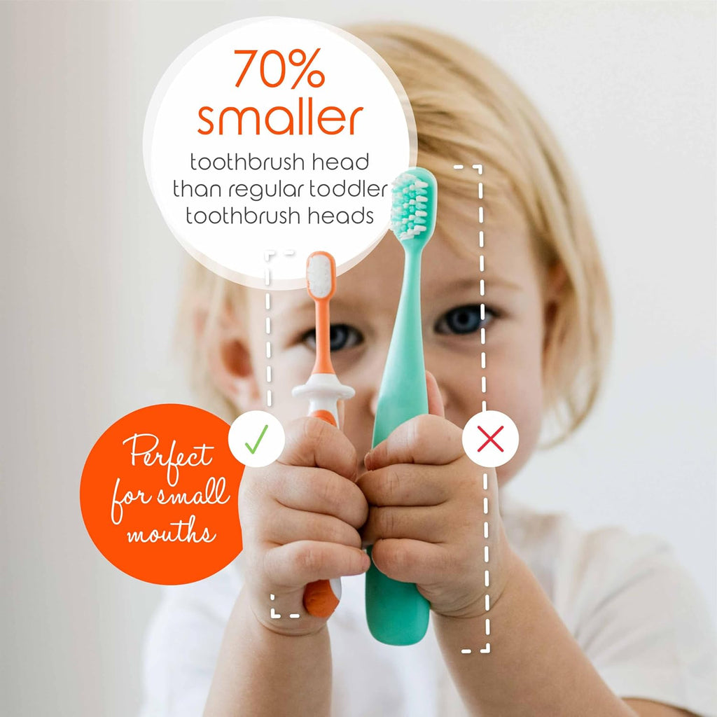 Cherish Baby Care Toddler Toothbrushes 1-2 Years (4-Pack) - BPA-Free & Safety-Tested Kids Toothbrush Kit, Designed by a Pediatric Dentist, Soft-Grip Toothbrush for Kids, My First Toothbrush Set