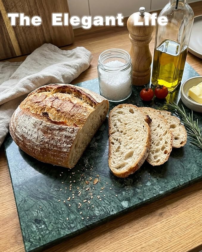 100% Natural Green Marble Tray, Luxury Stone Vanity Organizer for Perfume & Jewelry, Dark Green Decorative Marble Slab for Bathroom or Coffee Table, 12×8 Inch, Non-Resin