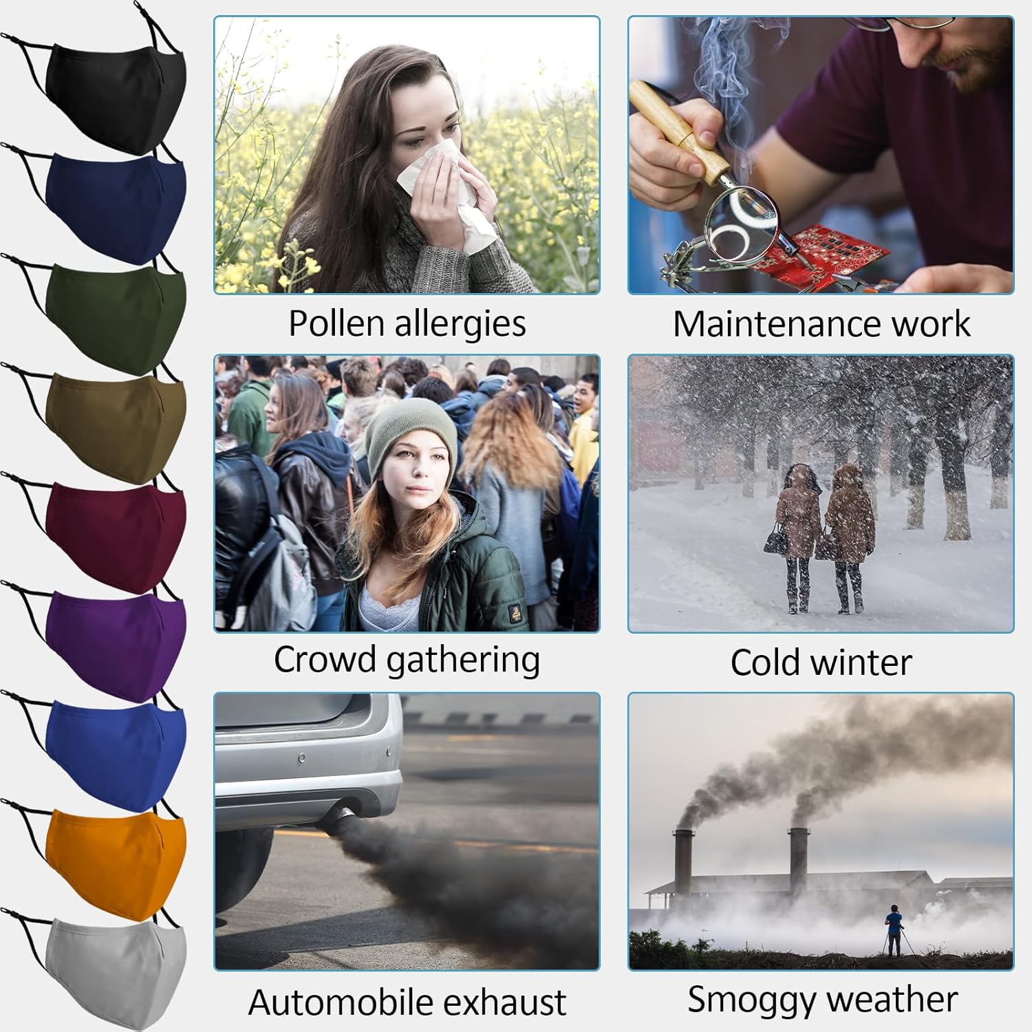 18 Pack Reusable Cloth Face Masks Washable Cotton Face Mask Adjustable Breathable Fabric Mask