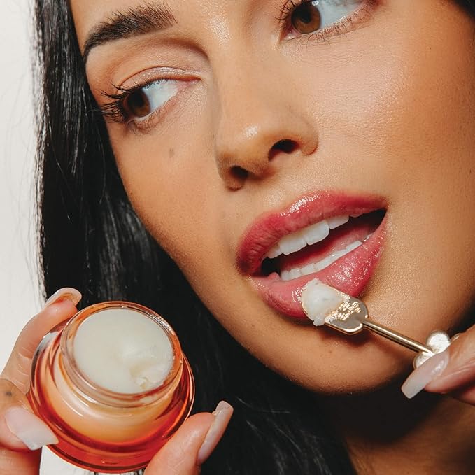 Poppy & Pout Blood Orange Mint Overnight Lip Mask – Moisturizing Natural Lip Treatment with Shea Butter & Beeswax – Cruelty Free, Recyclable Glass Jar (0.65 oz)