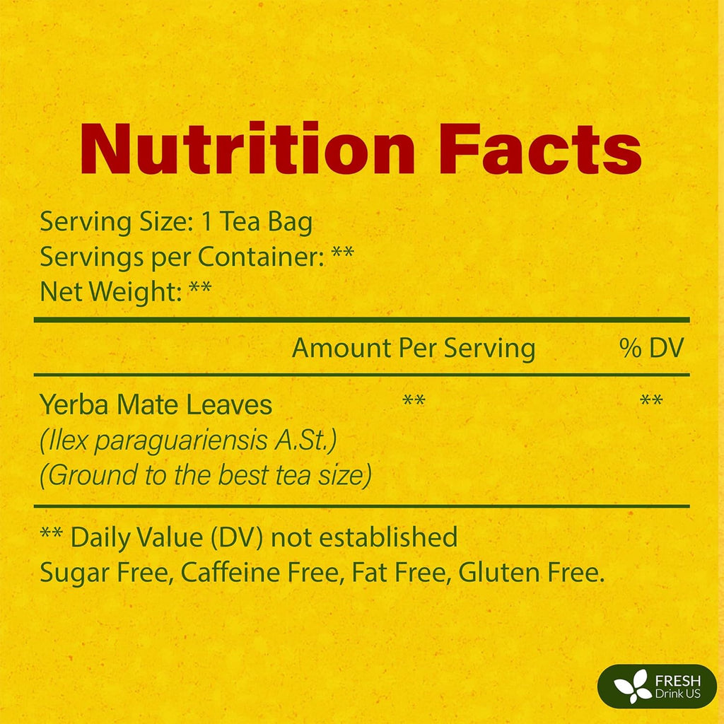 FreshDrinkUS, Yerba Mate Tea Bags | 120 Tea Bags | Traditional South American Herbal Tea – Smooth & Refreshing Flavor – Premium Quality, Sustainably Sourced. Vegan.