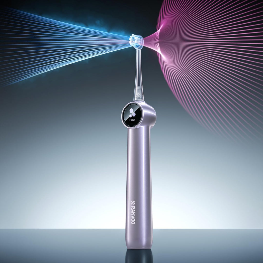 RANVOO AirJet II [Upgraded Jet Clean] Sonic Electric Toothbrush, 100% Plaque Removal, White for Adult Protect Gum Orthodontic Teeth Clean Rechargeable Gift with 3 Pro Brush Heads, Purple