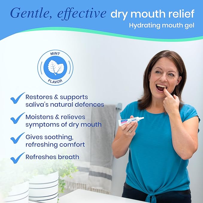 Salivea Dry Mouth Relief Gel Moisturizer, 1 oz Tube, Saliva Substitute Dry Mouth with Salivary Enzymes & Moisturizers, Formulated Without Alcohol, Non-Irritating, Soothing Formula for Oral Dryness