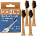 Bamboo Electric Toothbrush Heads | Compatible with Laifen Electric Toothbrush | 4 Brush Heads with Soft Bristles | Plant-Based Adult Size Replacement Heads