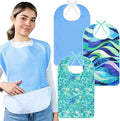 3 Pack Crumb Catcher Adult Bibs for Women, Comfortable Terry Cloth & Polyester bibs for Seniors, Waterproof Adult bibs for Men, Clothing Protectors for Seniors