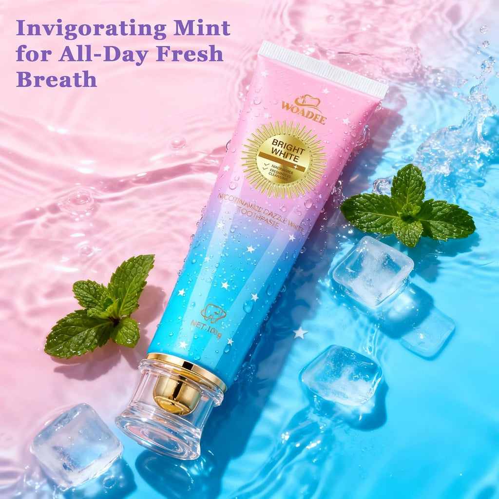 Woadee Niacinamide Whitening Toothpaste | Nicotinamide Radiant Whitening Toothpaste - Remove Tough Tooth Stains & Fresh Breath | Fluoride-Free Protects Enamel & Improves Gum Health, Mint Flavor (1)