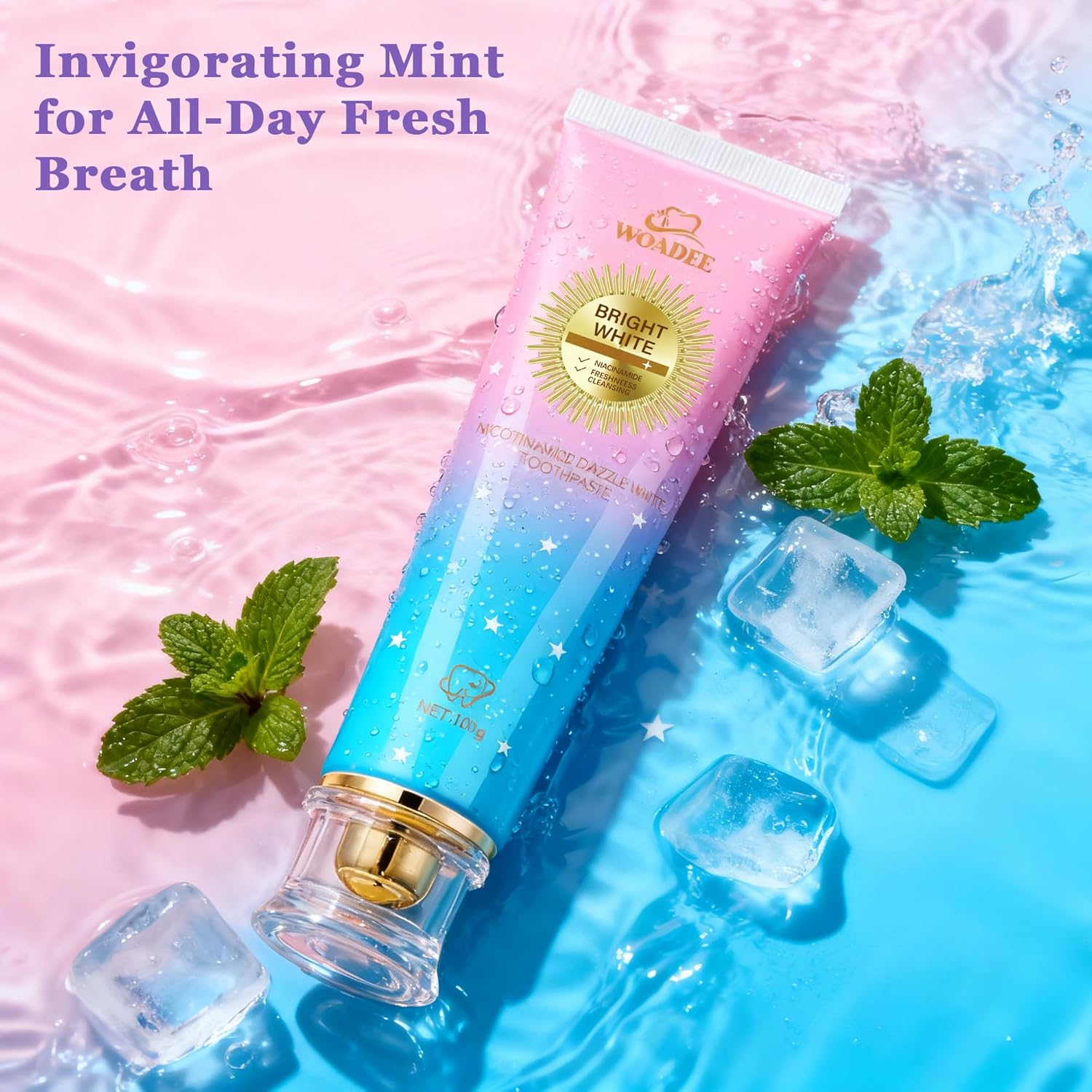 Woadee Niacinamide Whitening Toothpaste | Nicotinamide Radiant Whitening Toothpaste - Remove Tough Tooth Stains & Fresh Breath | Fluoride-Free Protects Enamel & Improves Gum Health, Mint Flavor (1)