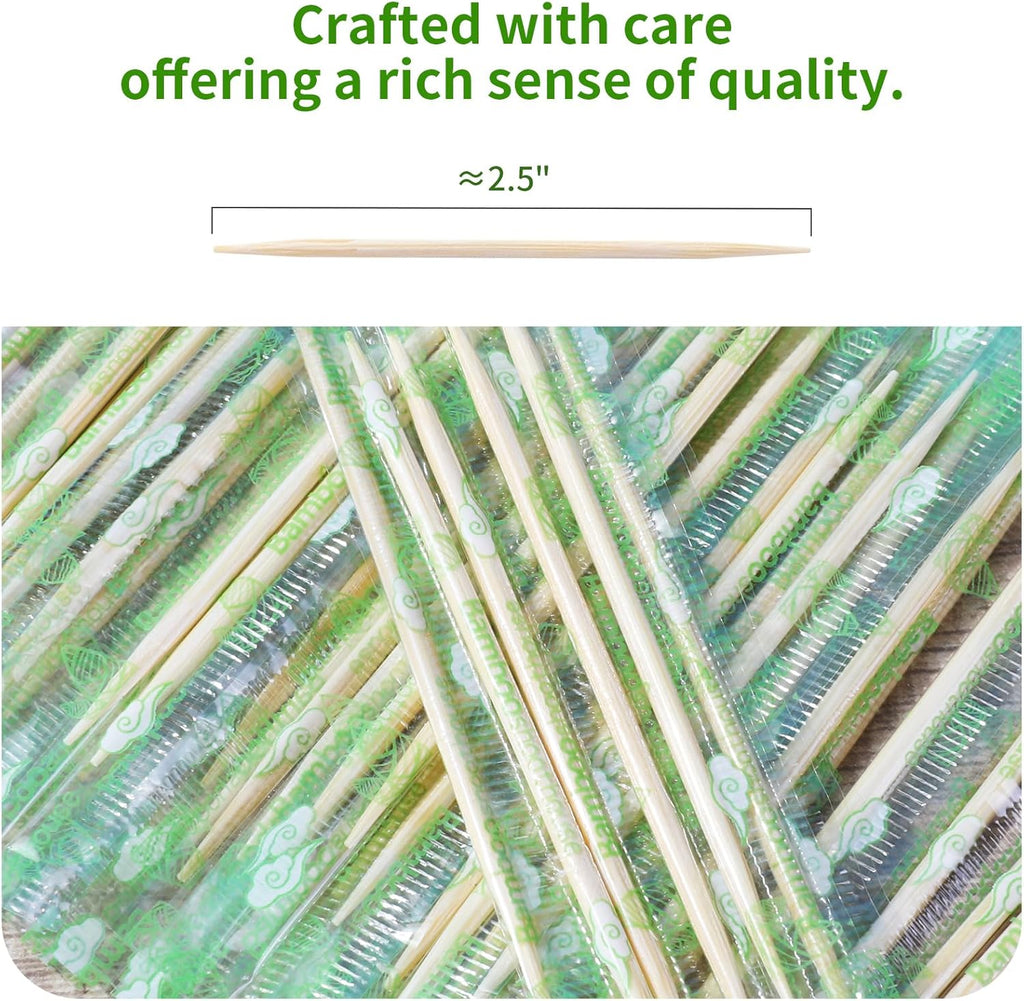 Individually Wrapped Toothpicks - AMRANKUO 5000 Count Bulk Bamboo Wooden Toothpicks | Splinter-Free, Sanitary & Portable for Travel, Restaurants, Parties | Wood Toothpicks