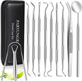 11 Pack Dental Tools PARYUNGR Teeth Cleaning Tool Kit, Stainless Steel Tongue Scraper Tartar Plaque Remover Tooth Cleaner Dental Floss Picks Mouth Mirror, Professional Oral Care Hygiene Set with Case