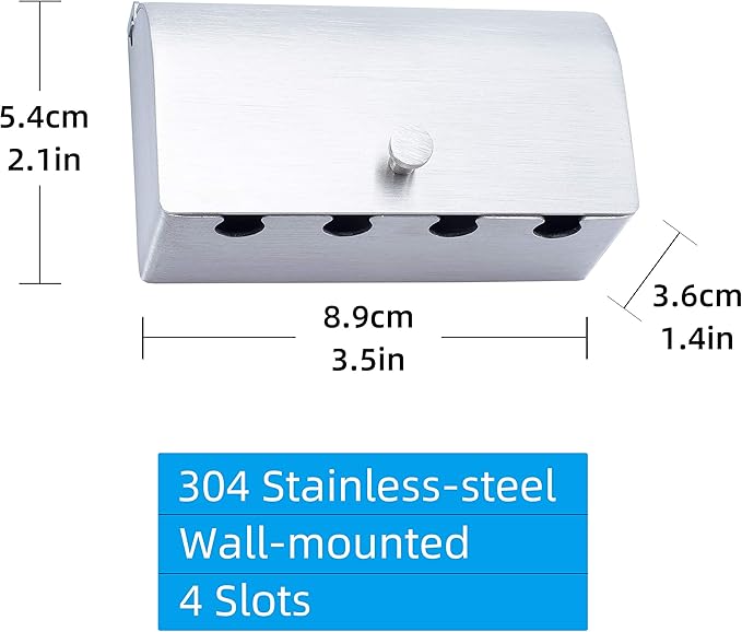 6-Slot Stainless Steel Toothbrush Holder with Cover - Wall Mounted, Dustproof, Self-Adhesive, Rustproof Bathroom Organizer for Toothbrush Storage (Silver)