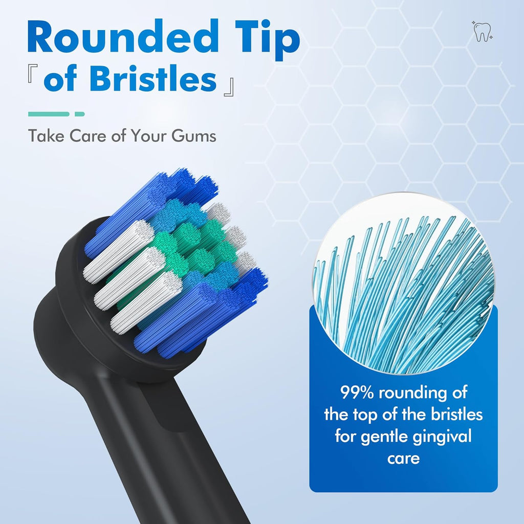 Replacement Toothbrush Heads Compatible with Oral B, Pack of 16 Professional Electric Toothbrush Heads Oral-b 7000, Clean, Oral B Pro 1000, 9600, 500, 3000, 8000 (Black)