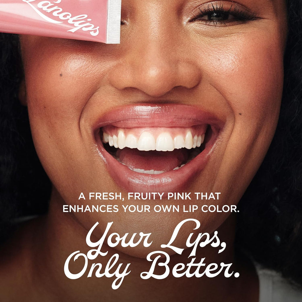 Lanolips Tinted Lip Balm - Moisturizing, Color-Tinted Balm with Lanolin & Vitamin E for Dull, Dry, Cracked Lips, Rhubarb (12.5g / 0.44oz)