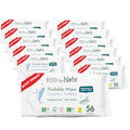 Eco by Naty Flushable Baby Wipes - Compostable and Plant-Based Wipes, Chemical-Free and Hypoallergenic Baby Wipes Safe for Baby Sensitive Skin, 56 Wipes Per Pack (12 Pk)