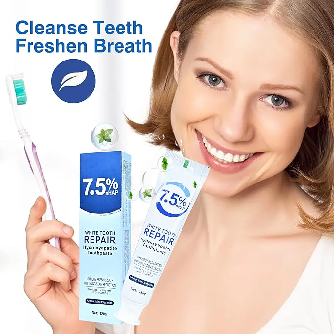 Set 2-Pack Hydroxyapatite Toothpastes for Enamel Protection and Tooth Strengthening，Fresh Breath，Formula mild Mint， Daily Use for Oral Health. (2)