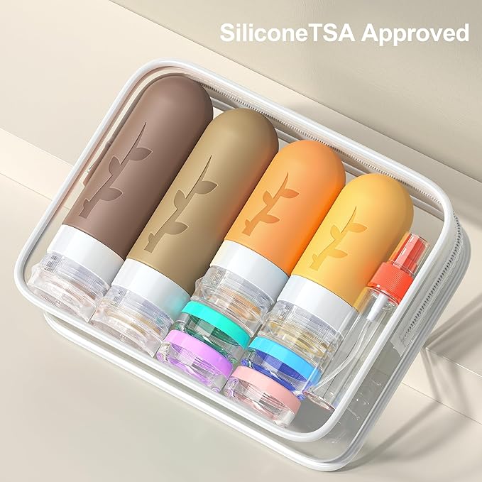 Travel Containers for Toiletries, 18pack TSA Approved Size Containers for Toiletries,travel bottles for Toiletries,travel Jars or Personal Essentials