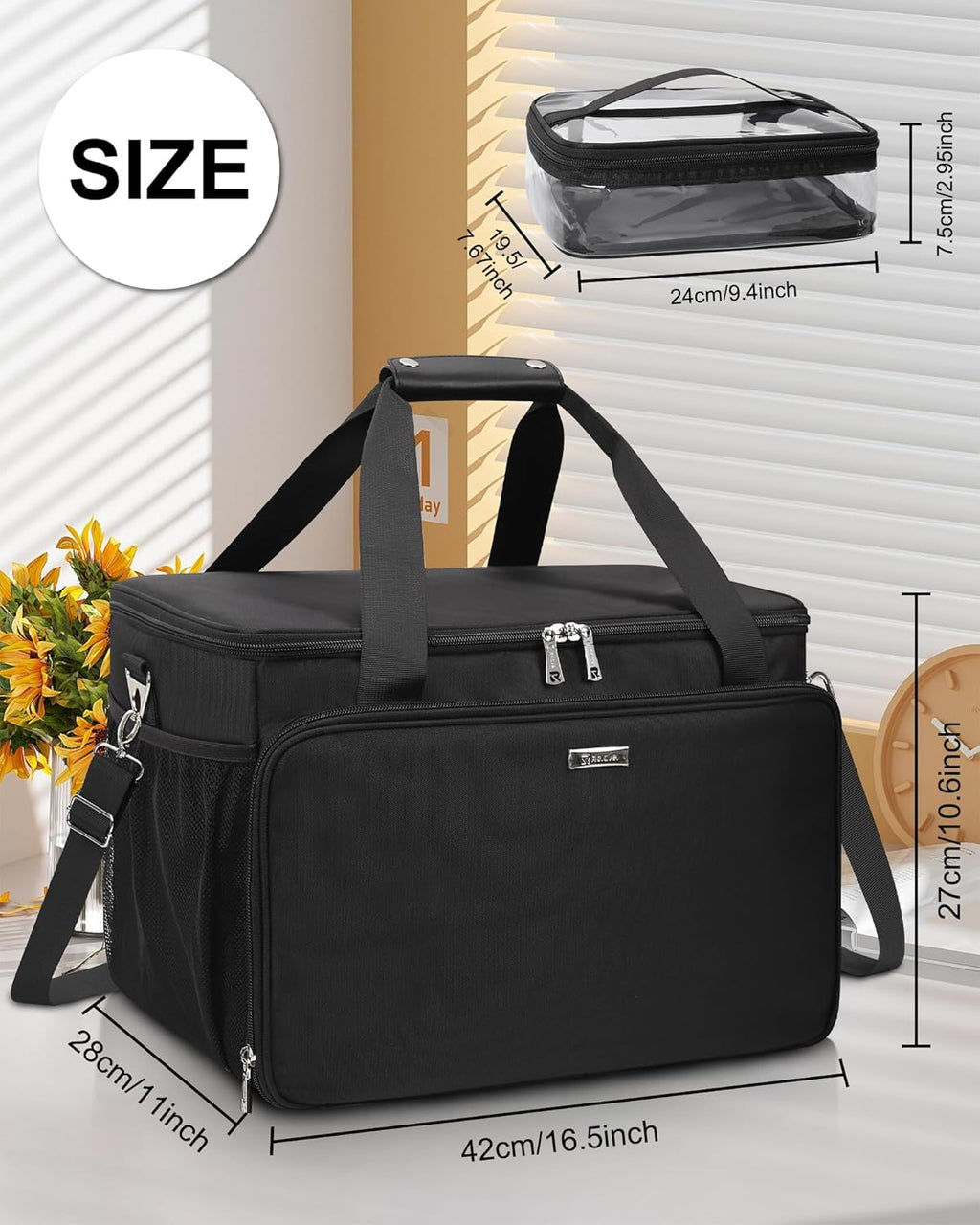 TANTO Extra Large Makeup Bag Travel Makeup Case Professional Makeup Artist Bag with 4 Clear Pouches Hairstylist Cosmetic Bag with Detachable Dividers and Shoulder Straps