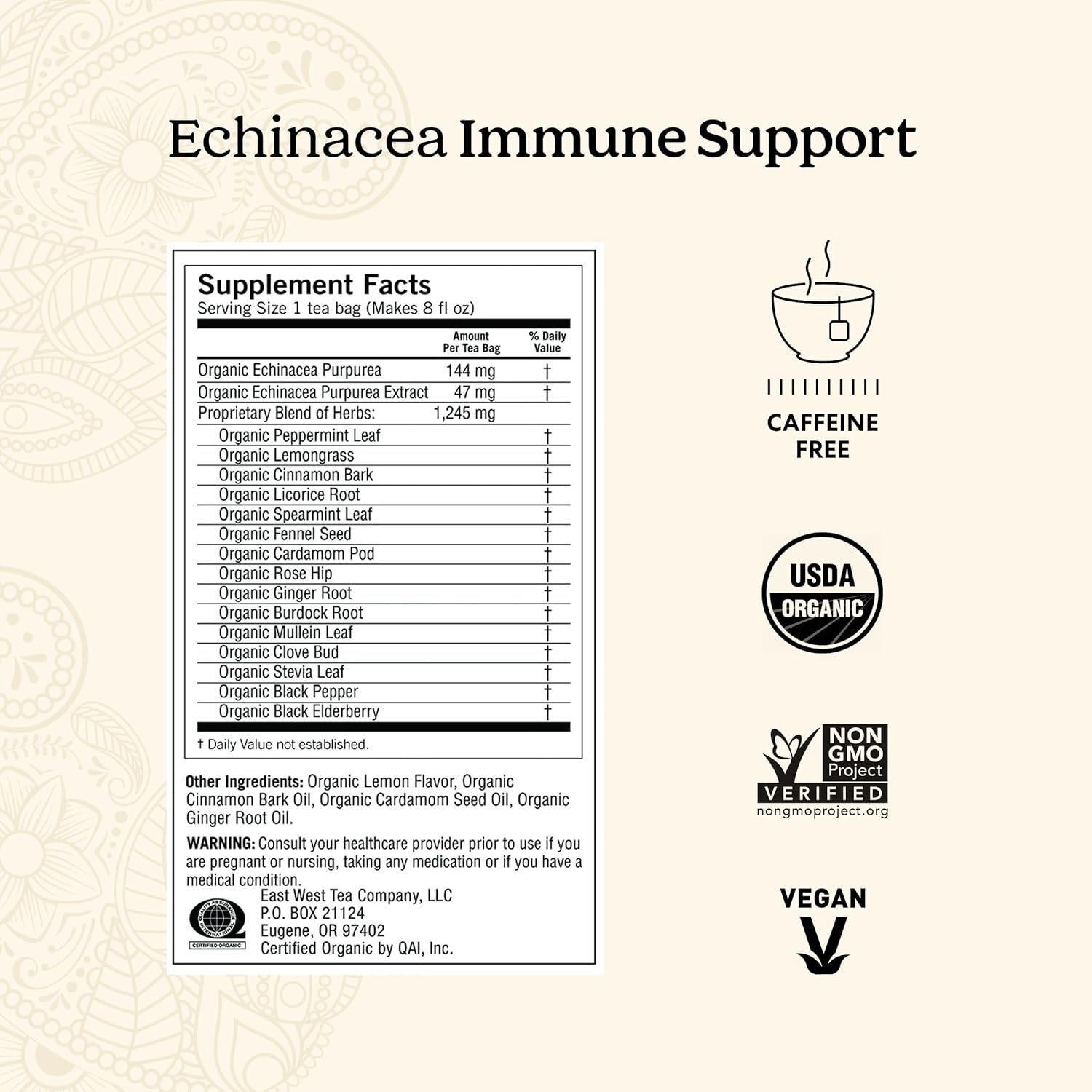 Yogi Tea Echinacea Immune Support Tea - 16 Tea Bags per Pack (6 Packs) - Organic Immunity Support Tea - Includes Peppermint Leaf, Lemongrass, Cinnamon Bark, Echinacea Purpurea, Licorice Root & More