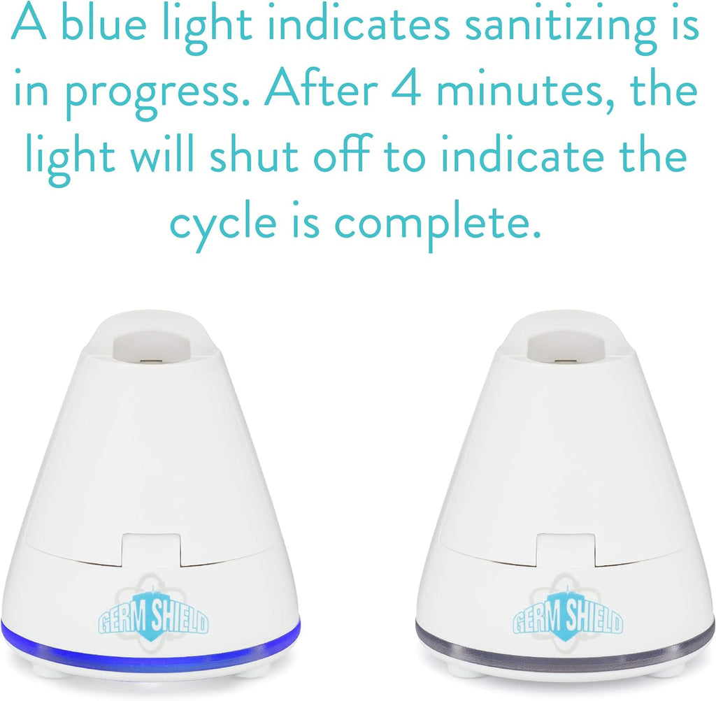 TAO Clean Germ Shield UV Toothbrush Sanitizer – Universal Cleaning Station that Accommodates all Manual and Electric Toothbrushes, Travel Friendly, Kills 99.9% of Germs