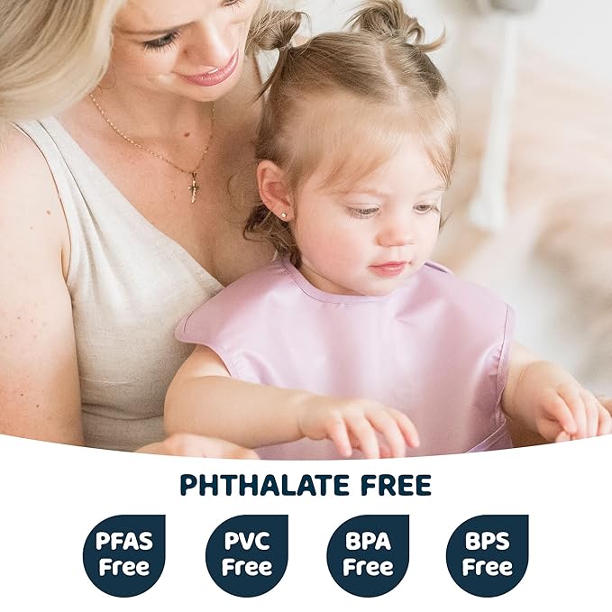 Tiny Twinkle Mess-Proof Baby Bibs for Eating | Waterproof, Wipeable Toddler Bibs with Catch-All Pocket | Feeding Bibs for Girls & Boys(3 Pack,Sage,Taupe, Dandelion)