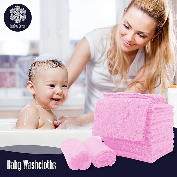 16 Pack Baby Washcloths - Luxury Coral Fleece - Extra Absorbent and Soft Wash Clothes for Newborns, Infants and Toddlers - Suitable for Sensitive Skin and New Born-Baby Shower-Frozen Berry,10x10 Inch