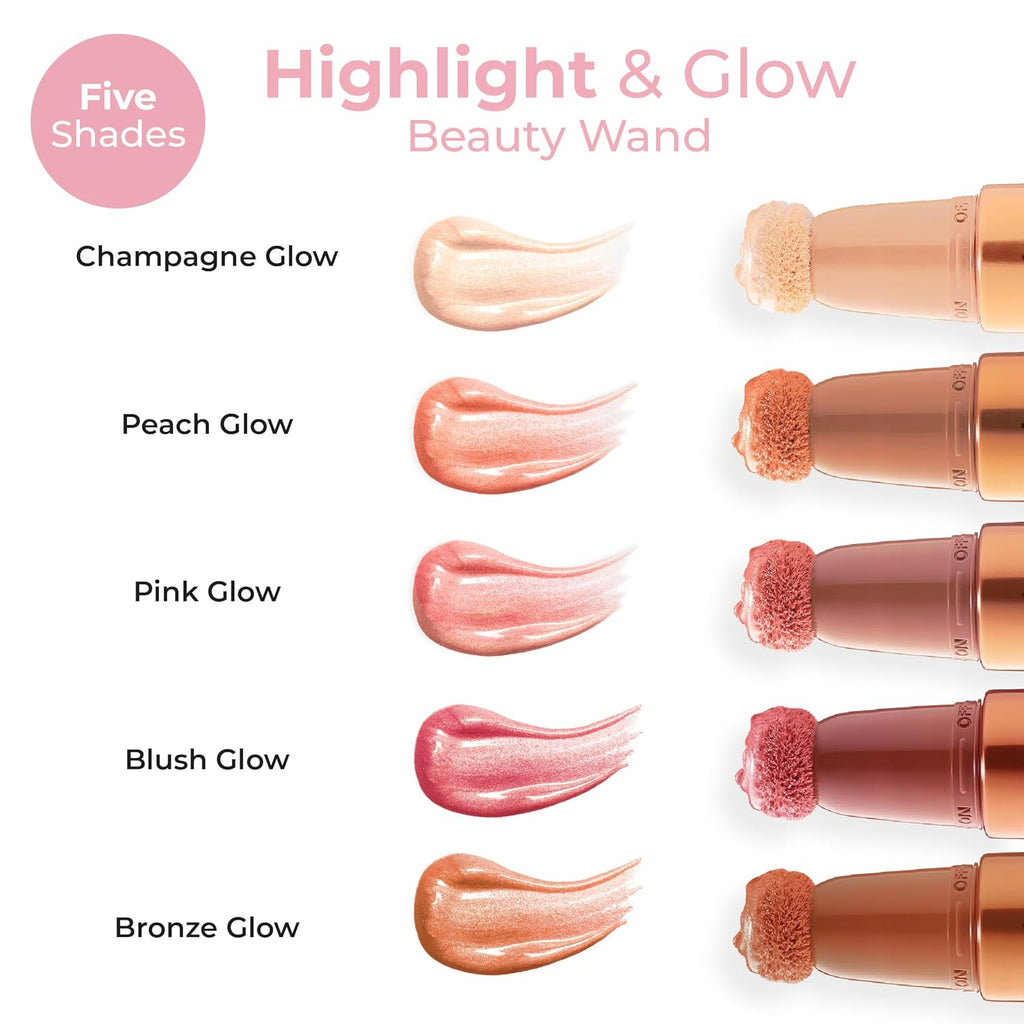 MCoBeauty - Highlight and Glow Beauty Wand - Buildable Liquid Highlighter - Peach Coral Shade - Liquid Cream with Cushion Applicator for Soft, Radiant Finish - Highlighters Makeup