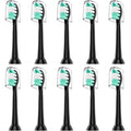 Replacement Toothbrush Heads Compatible with Philips Sonicare and More Click-on Handles 10 Pack Black