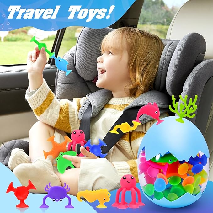 Bath Toys - 27 PCS Suction Cup Toys Bathtub Toy Shower Toy for Kids Ages 4-8,Sensory Toys for 3 4 5 6 7 Year Old Boys Girls,Mold Free Bath Toy Travel Toy