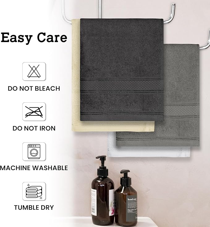 Casa Lino 100% Cotton Hand Towels for Bathroom - Soft, Highly Absorbent & Quick Dry Kitchen Towels - Gym Towel Set - Travel Towel Set - 24" x 16" - Pack of 4 - (Multicolor I)