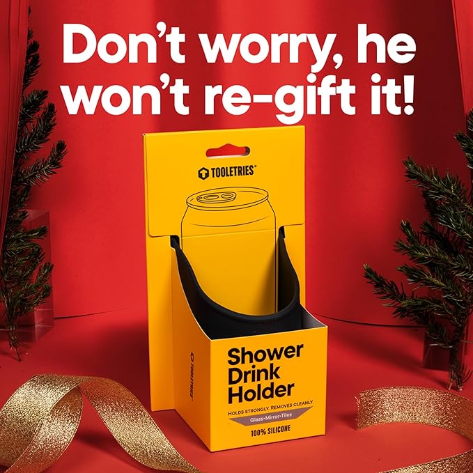 TOOLETRIES Shower Drink Holder - 100% Silicone Can Holder for Beer or Soda - Bathroom Accessory - Silicone-Grip Technology, No Adhesive Needed - in Partnership with 30 Watt - Charcoal