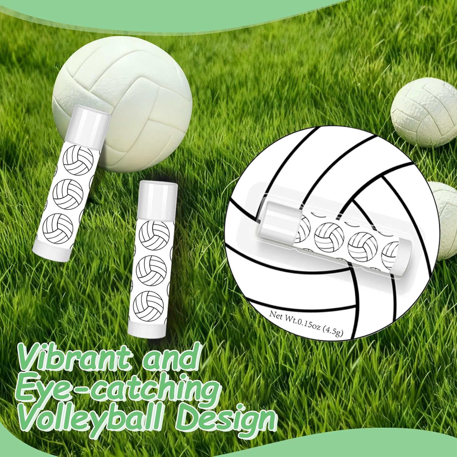 24 Pack Volleyball Lip Balm for Volleyball Theme Party Bulk Gifts,Beeswax Moisturizing Lip balm,Vanilla Flavor Plumping Chapstick for Volleyball Cheerleader Team Girls kids Men Women Sports Lovers