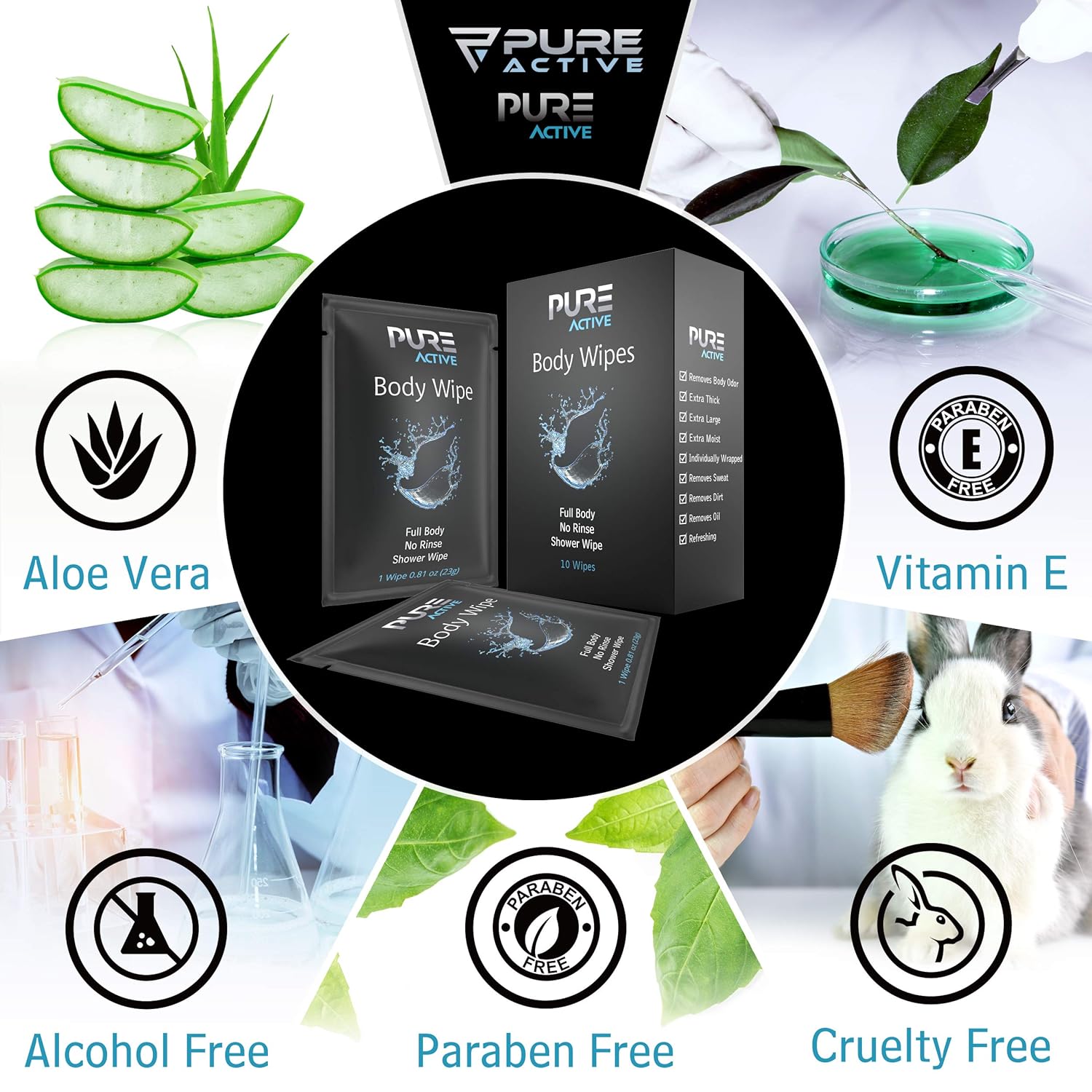 Shower Body Wipes, 60 Individually Wrapped Personal Hygiene Body Wipes for Women and Men, Keep Clean After Gym Travel Camping Outdoors Sports