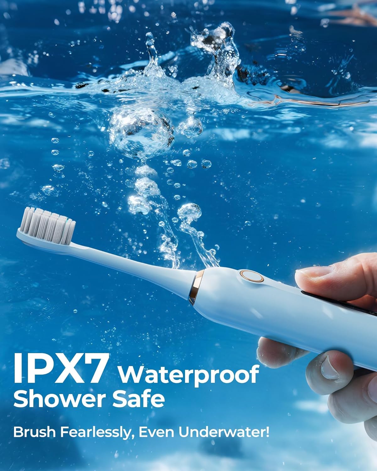 Blue Electric Toothbrushes, with 8 Brush Heads, 1 Travel Toothbrush Case, for Adults and Kid Electric Toothbrush, Long 180-Day Battery Life, 6 Different Modes, Smart 2-Minute Timer, IPX7 Waterproof