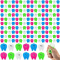 100 Pcs Mini Tooth Toys Fidget Stress Relief Puffer Squeezy Dental Dentist Toys Birthday Party Gifts School Office Prizes, 2 Inch (Multicolored)