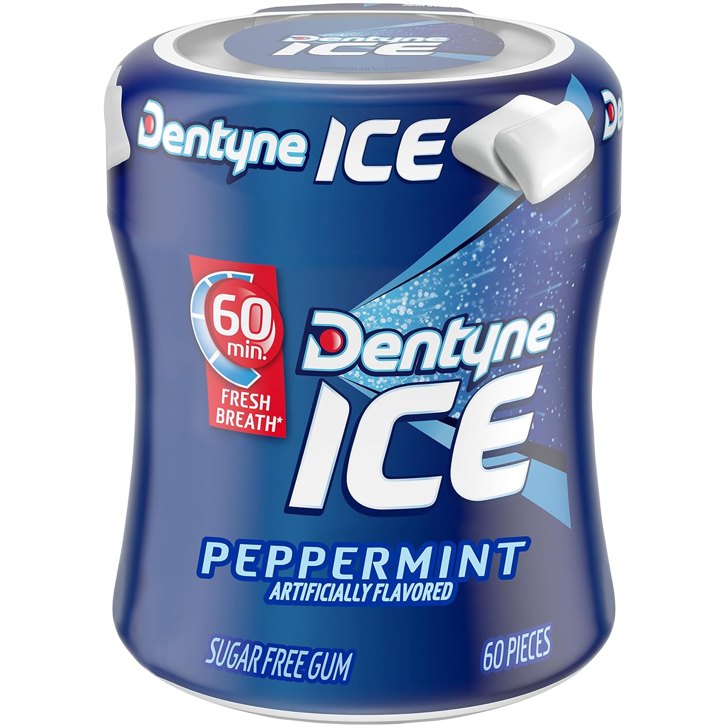 Dentyne Ice Peppermint Sugar-Free Chewing Gum, 6 Bottles of 60 Pieces (360 Total Pieces)