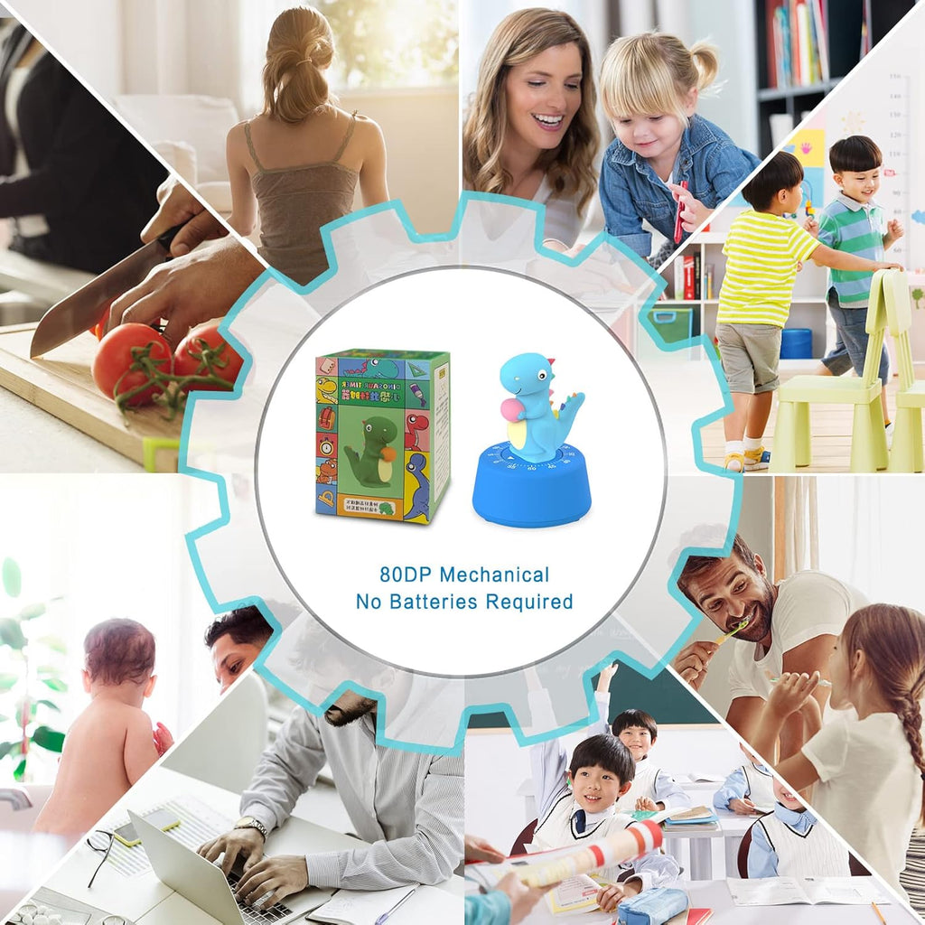 2 Pack Kitchen Timer, Cute Dinosaur Timer for Kids, 100% Mechanical Egg Timer for Cooking/Reading/Classroom/Do Sports.（Dinosaurs）