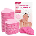 100 Count Compressed Pink Facial Sponges | 100% Natural Cellulose Eco-Friendly Makeup Sponges for Gentle Cleansing, Exfoliating & Stubborn Makeup Removal | Travel & Home Beauty Essentials for Women
