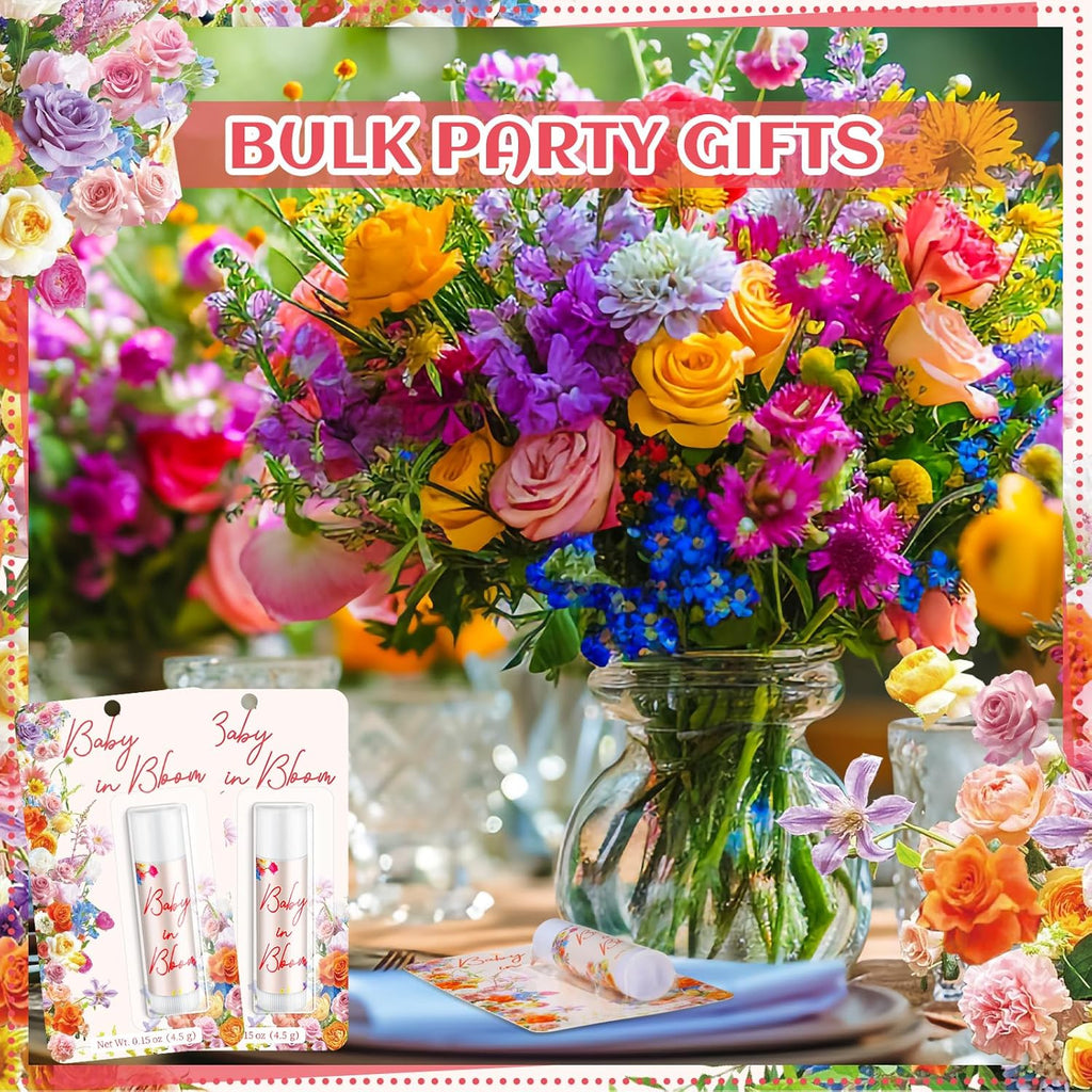 30 Pack Baby in Bloom Party Gifts Baby Shower Games Prizes Bulk Lip Balms Favors for Winners Adults Guests Gender Reveal Favors Decorations Souvenirs Gift Bags Stuffers