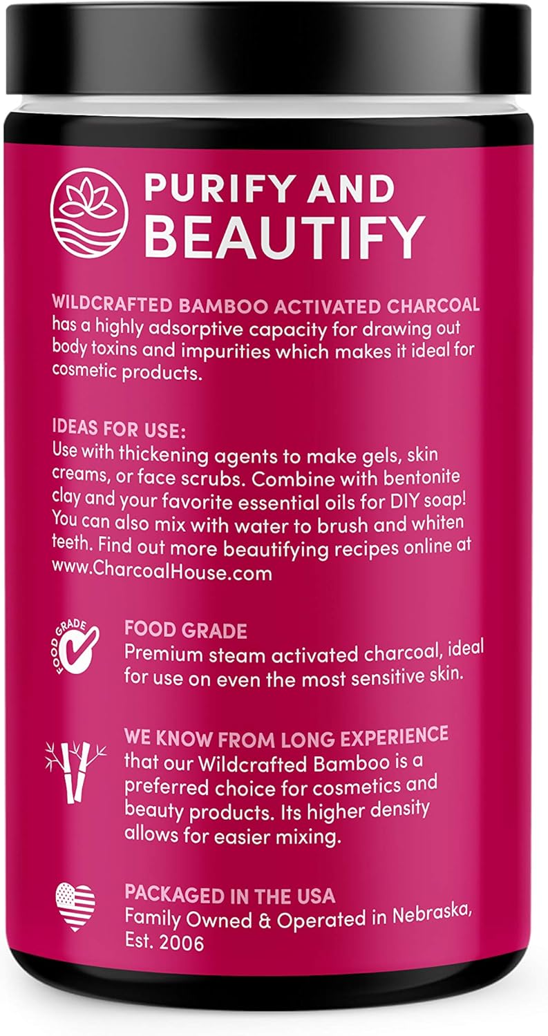 Charcoal House Activated Bamboo Charcoal Powder Food Grade - Beauty & Cosmetics - Use in Skin Care, Body Scrub, Facial Cleanser, Soap Making, Face Wash & Teeth- 11 oz