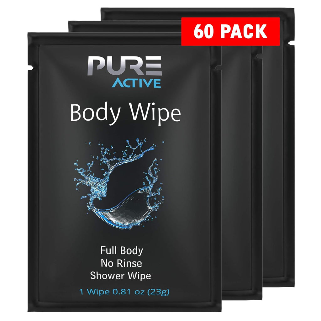 Shower Body Wipes, 60 Individually Wrapped Personal Hygiene Body Wipes for Women and Men, Keep Clean After Gym Travel Camping Outdoors Sports