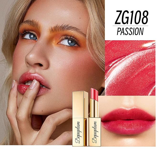 Red Brown Nude Lipstick Set for Women Shimmer Tinted Lip Balm Hydrating Moisturizing Lip Gloss Cruelty Free Lip Makeup, DM108/111/118