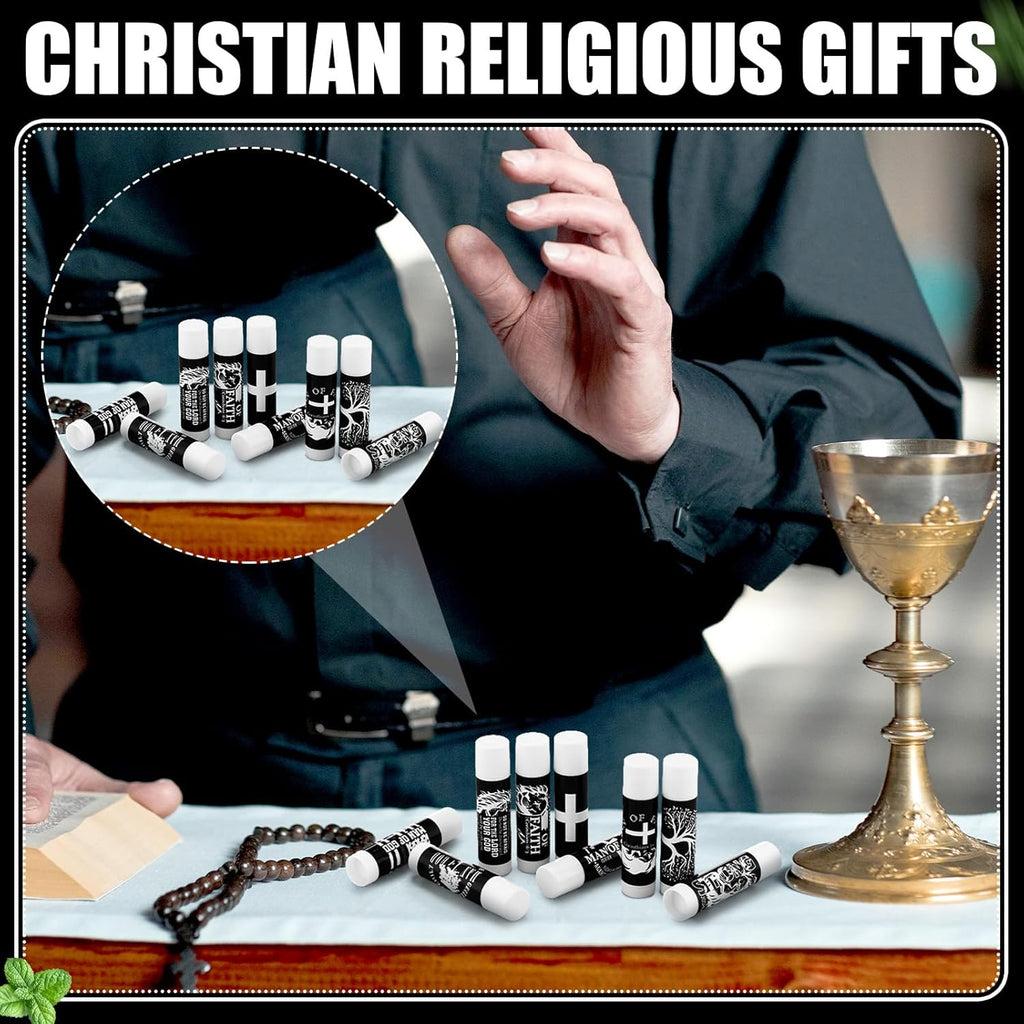 50 Pack Christmas Christian Religious Gifts Bulk Lip Balms for Men Church Party Favors Bible Verse Lip Balms with Scripture Gifts for Coworkers Staff Employee Christmas Stocking Stuffers