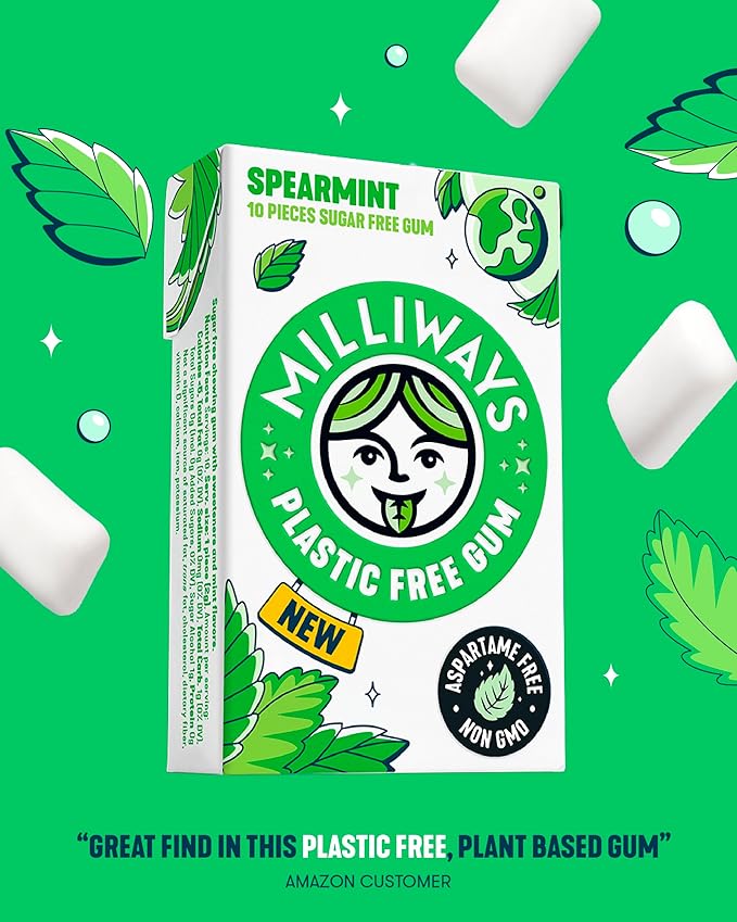 Milliways Best Sellers Bundle - Peppermint, Spearmint & Watermelon | Plastic Free Gum | Xylitol, Aspartame-Free, Sugar-Free, Plant-Based, Natural Chewing Gum | 3 x 12 Packs (36 Pack Total)