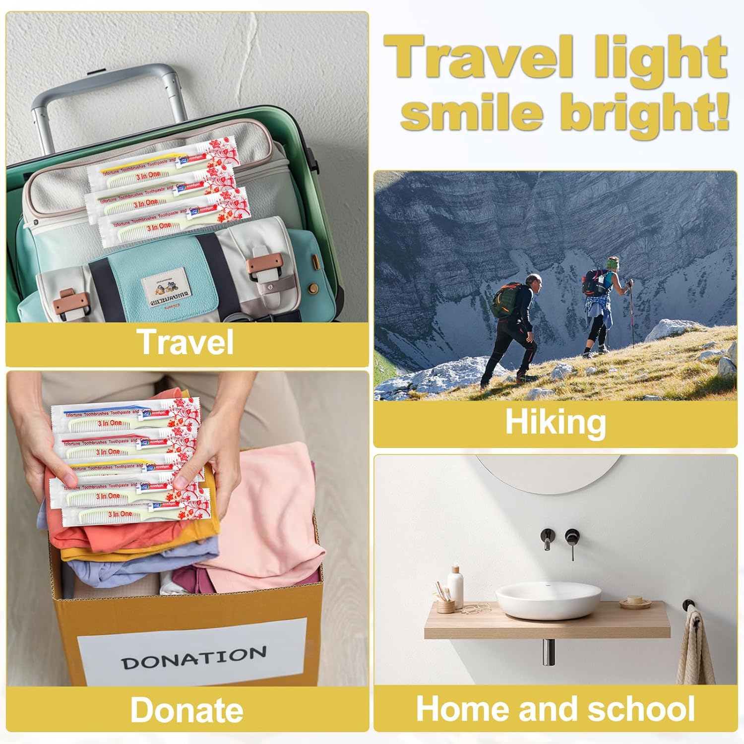 20 Pack Disposable Toothbrushes with Toothpaste and Comb for Homeless Individually Wrapped-Suitable for Hotel,Air Bnb,Shelter/Homeless/Nursing Home/Charity(（20 pcs）)